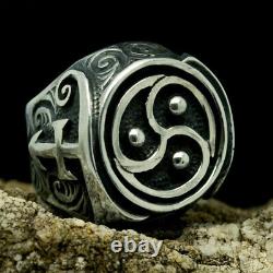 Prince Love Symbol Bdsm Jewelry Triskelion Ring Sterling Silver Mens Gift
