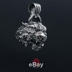 Punk Tiger Pendant Necklace 925 Silver Jewelry Original Retro Men's Gift