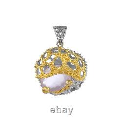 Quartz Pendant Rose Silver 925 Gemstone Jewelry Plated Handmade Gift Ethnic