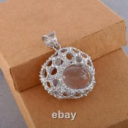 Quartz Pendant Rose Silver 925 Gemstone Jewelry Plated Handmade Gift Ethnic