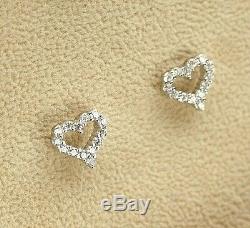 REAL 925 Sterling Silver Stud Earrings Heart Cubic Zirconia Womens Jewelry Gift