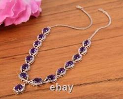 Radiant Amethyst Diamond Necklace, 925 Sterling Silver, Gemstone Jewelry, Gift