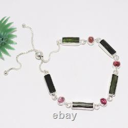 Radiant Green Tourmaline Silver Adjustable Bolo Bracelet Gift Jewelry