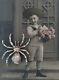 Rare Antique Victorian Sterling Silver Spider Insect Garnet Eyes Brooch Pin Gift