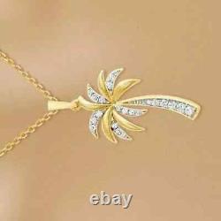 Real 1 Ct Round Moissanite Women's Palm Tree Pendant 925 Silver Women's Gift