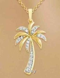 Real 1 Ct Round Moissanite Women's Palm Tree Pendant 925 Silver Women's Gift