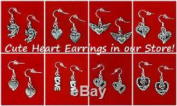 Red Crystal Heart Charm Silver Necklace And Earrings Sethappy Mothers Day Gift