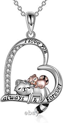 Red Panda Forever Love Necklace Sterling Silver Pendant Jewelry Gifts for Women