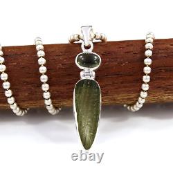 Romantic Moldavite Pendant Necklace for Lady Women 925 Silver Jewelry For Gift