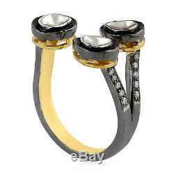 Rose Cut Diamond Between The Finger Ring Gold Sterling Silver Jewelry For Gift