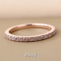 Rose Gold Over 925 Sterling Silver Pink Diamond Band Ring Jewelry Gift Size 7
