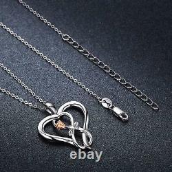 Rose Heart Necklace 925 Sterling Silver Infinity Pendant/ Jewelry Gift For Women