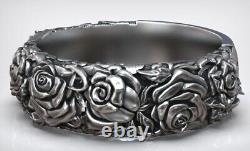 Rose Wedding Band Sterling Silver Ring Promise Mens Jewelry Gift for Ring