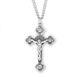 Rosebud Style Sterling Silver Crucifix, US Made, Gift Boxed, 2.1, 24 Chain