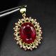 Ruby Blood Red Oval 41 Ct. Spinel 925 Sterling Silver Gold Pendant Jewelry Gift