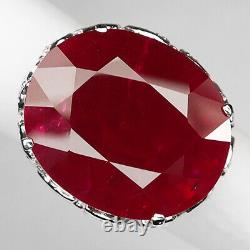 Ruby Blood Red Oval 54.90 Ct. Sapp 925 Sterling Silver Ring Sz 7.25 Jewelry Gift