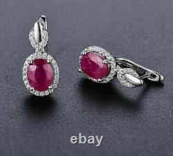 Ruby Clasp Earring Natural Precious Gemstone 925 Sterling Silver Jewelry Gift
