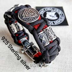 Runic paracord bracelet. 925 Sterling silver runes. Absolutely nice gift for men