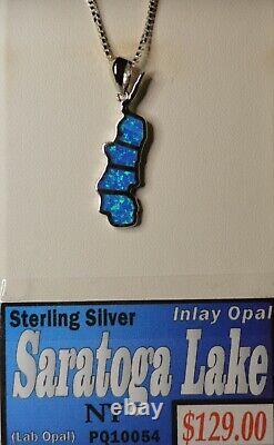 SARATOGA LAKE NY Opal & STERLING SILVER NECKLACE FREE SHIPPING GREAT GIFT