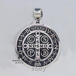 Saint Benedict Christian Medallion round Pendant 925 Silver Gift Birthday