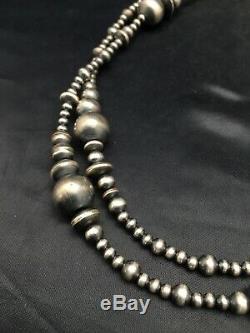 Sale Gift 36in Long Navajo Pearls Native American Sterling Silver Necklace 3099