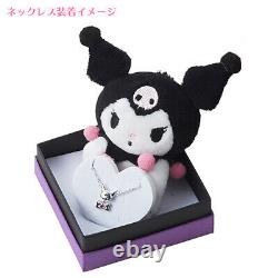 Sanrio My Melody Kuromi Heart Necklace Plush Doll Silver Gift Box Japan New