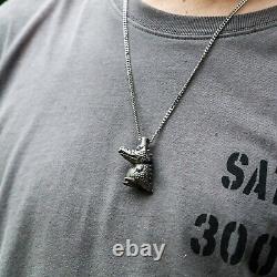 Silver Crocodile Pendant. Gift for Him. Handmade Necklace. Wild Animal Jewelry
