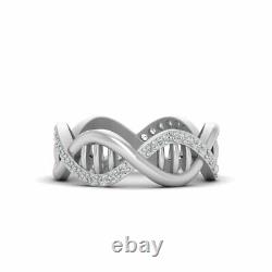 Silver DNA Helix Ring Simulated Diamond DNA Engagement Ring Science Jewelry Gift