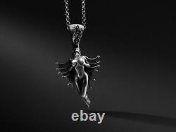 Silver Devil Women Pendant Mens Nude Body Necklace Sterling Gothic Jewelry Gift