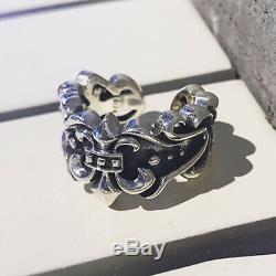 Silver Fleur de Lis Ring Adjustable Gothic Punk Biker Ring Gift for Him for Men