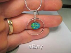 Silver Opal Pendant Genuine Natural Australian Jewelry 7.2ct Gift Necklace A96