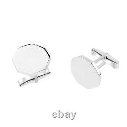 Simple Hexagon Cufflinks in Silver Handmade Jewelry Gift