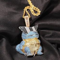 Simulated Diamond Anime Turtle Pendant 925 Sterling Silver Handmade jewelry Gift