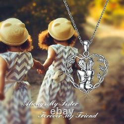 Sister Necklace Jewelry Gift for Sister Sterling Silver Heart Pendant Necklace