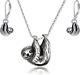 Sloth Jewelry Set Gifts Sterling Silver Sloth Pendant Necklace and Earrings for