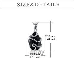 Snake Necklace Black Tourmaline Sterling Silver Pendant Jewelry Gifts for Women