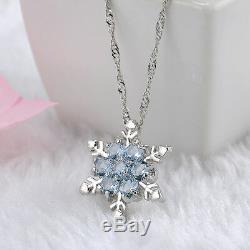 Snow Flake Pendant Necklace Winter Necklace Flower Woman Gift Silver Gold USA