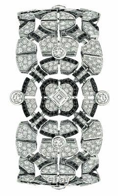 Solid 925 Silver 1.5 INCH Black White Flower Wedding Style Bracelet Jewelry Gift