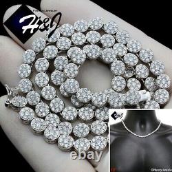 Solid 925 Sterling Silver 18x5mm Icy Bling Cz 1 Row Flower Cluster Necklacen15