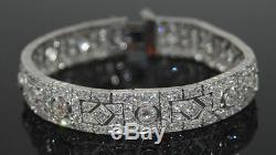 Solid 925 Sterling Silver Art Deco Wedding Bracelet Jewelry Women Gift White