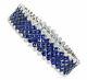 Solid 925 Sterling Silver Blue Princess Round Eternity Bracelet Jewelry Gift