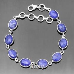 Solid 925 Sterling Silver Blue Sapphire Bracelet Boho Jewelry Gift For Friend