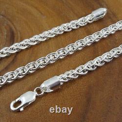 Solid 925 Sterling Silver Braided Wheat Chain Italian Spiga Necklace / Bracelet