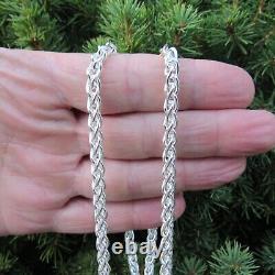 Solid 925 Sterling Silver Braided Wheat Chain Italian Spiga Necklace / Bracelet