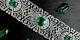 Solid 925 Sterling Silver Green Cushion Art Deco Bracelet Jewelry Women Gift