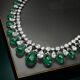 Solid 925 Sterling Silver Green White Pear Wedding Necklace Jewelry Women Gift