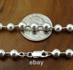 Solid 925 Sterling Silver Italian BALL/BEAD Dogtag ID Chain Necklace 1.5MM 6MM