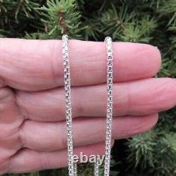 Solid 925 Sterling Silver Italian Unisex Round Box Chain Necklace, Made in Italy