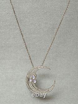 Solid 925 Sterling Silver Moon Party Chain Necklace Jewelry Women Gift New