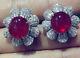Solid 925 Sterling Silver Red White Flower Stud Earrings Jewelry Women Gift New